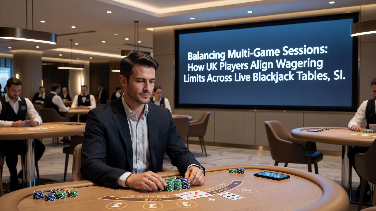 Illustration of coordinated wagering across live dealer blackjack, online slots and poker tables in UK casinos