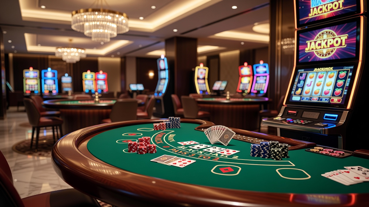 Overview of classic and digital casino game setups including tables and slot machines