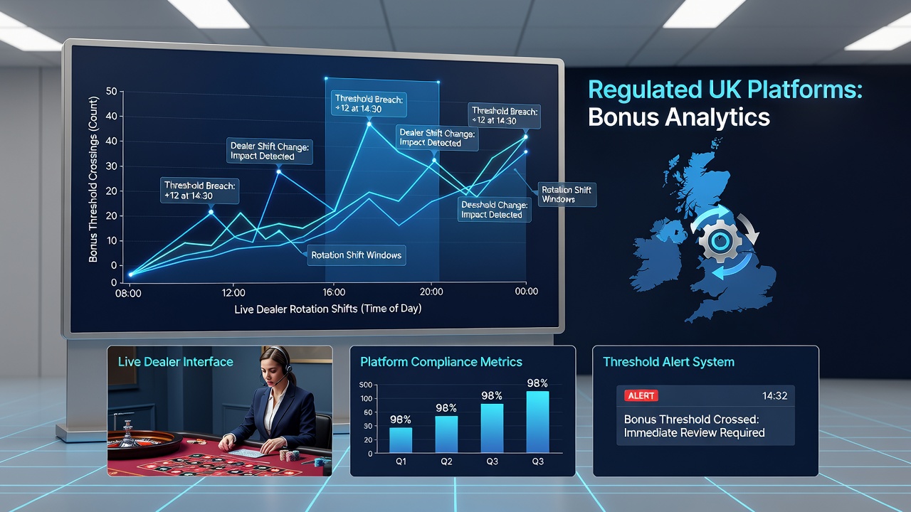 Chart displaying session data comparing bonus threshold crossings before and after dealer rotations