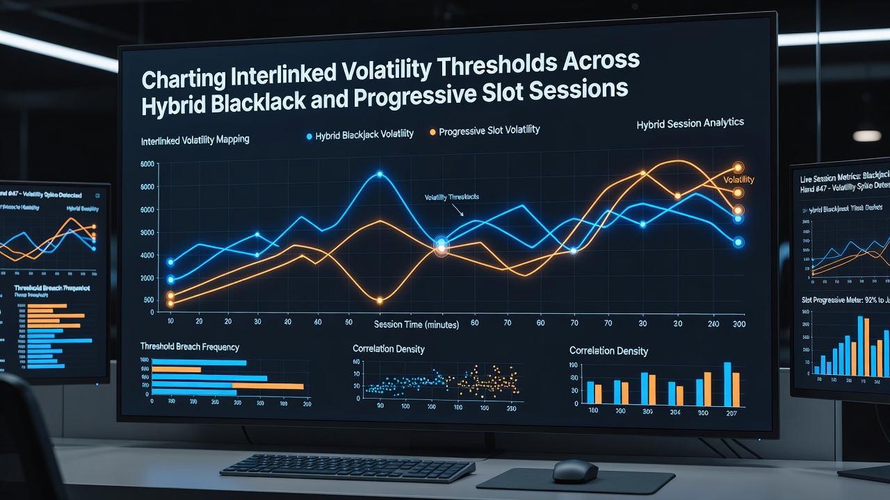Detailed graph of interlinked volatility metrics between blackjack and progressive slots
