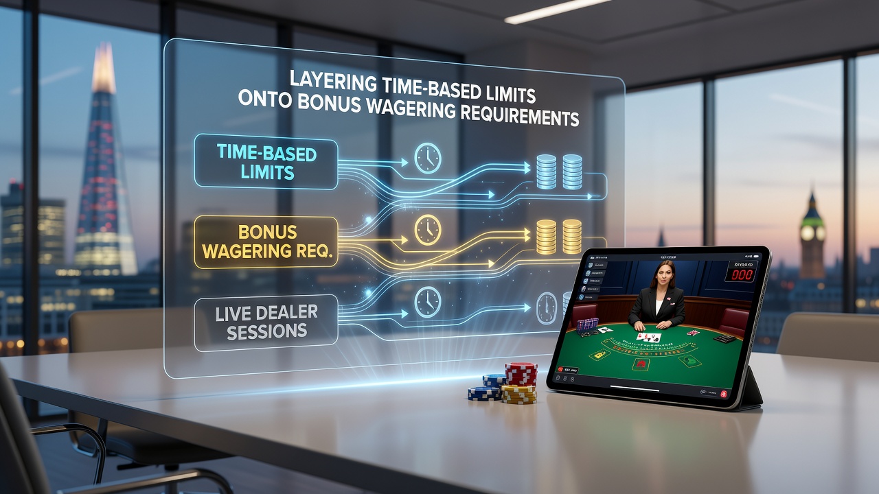 Live dealer table with digital overlay showing time limits and wagering progress