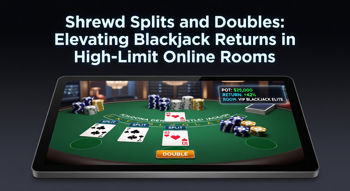 Digital blackjack table in a high-limit online room displaying split hands and double down options
