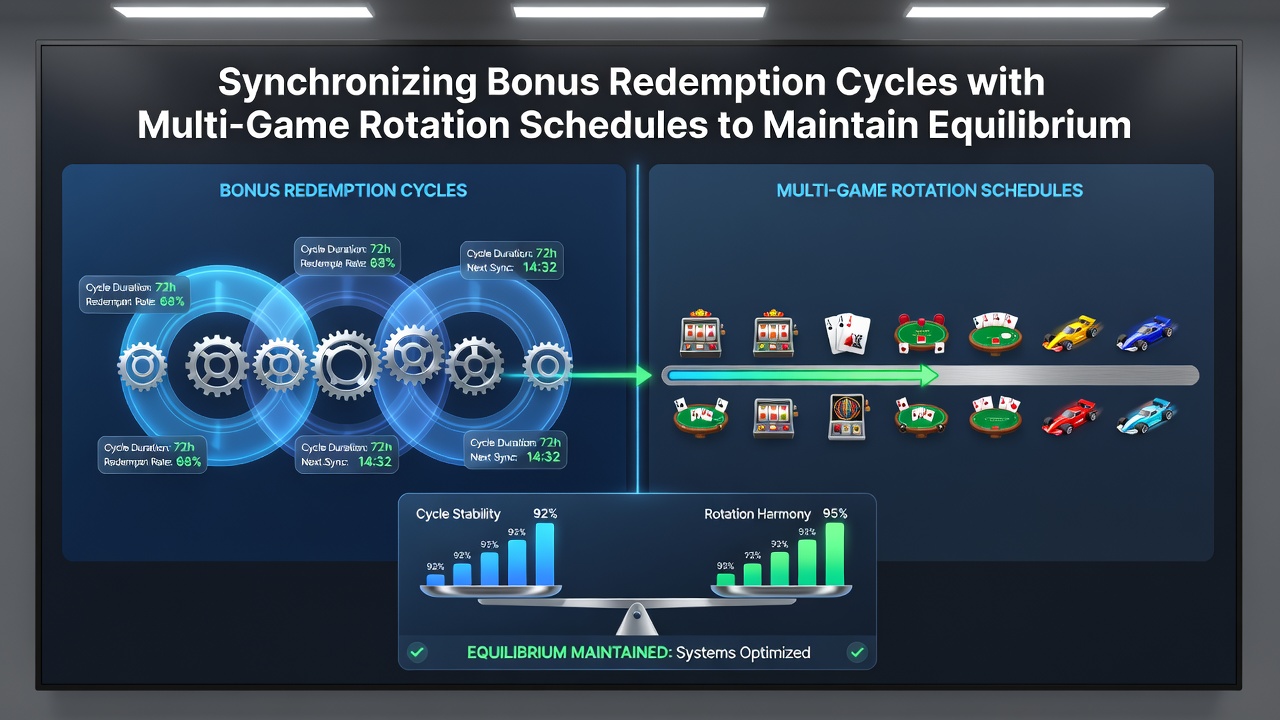 Diagram showing game rotation timelines aligned with bonus redemption windows
