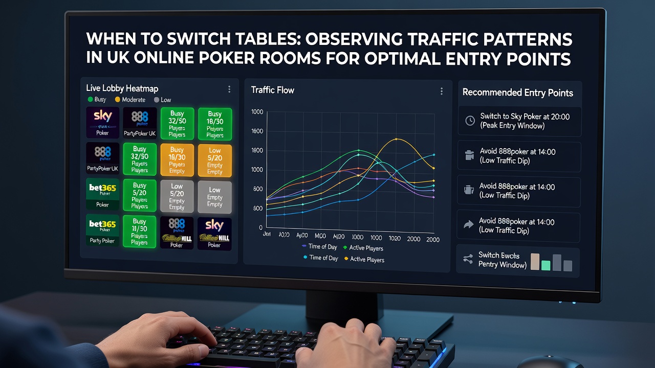 Detailed view of poker table statistics and player movement trends in a UK online gaming platform